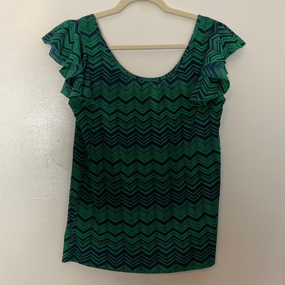 Blue Rain Chevron Print Off the Shoulder Blouse Size Small - Picture 9 of 11